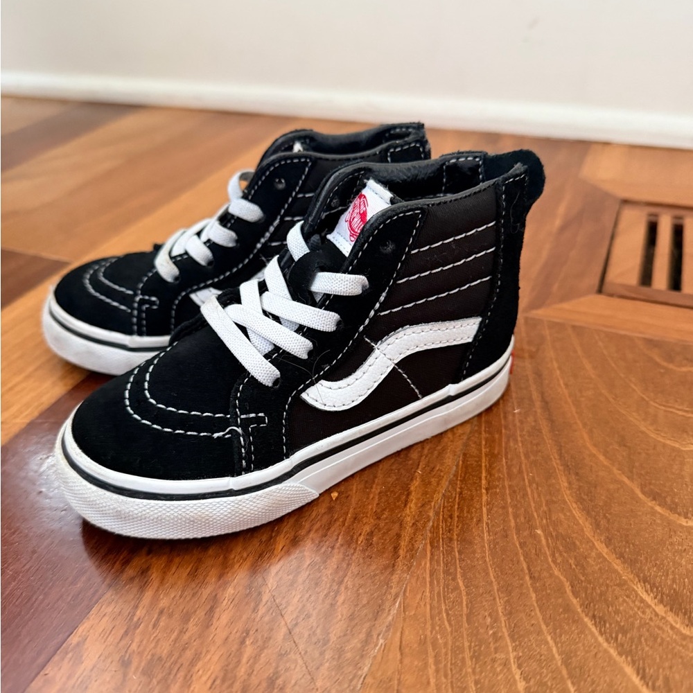 Vans Kids Black and White High-Top Sneakers